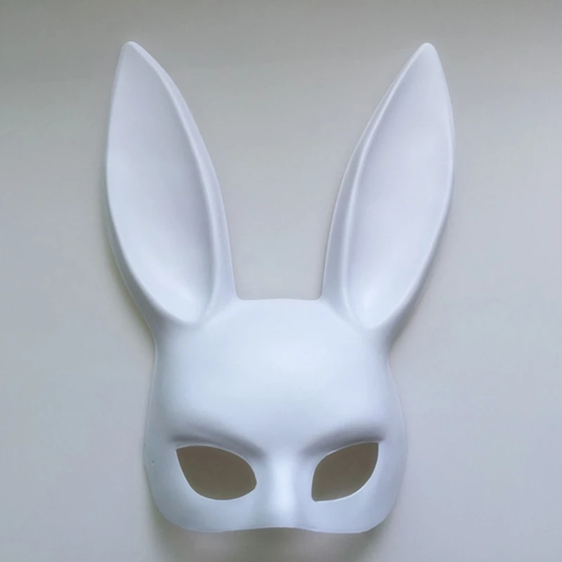 New White Black Women Girl Sexy Rabbit Bunny Long Ears Mask Halloween Party Cosplay