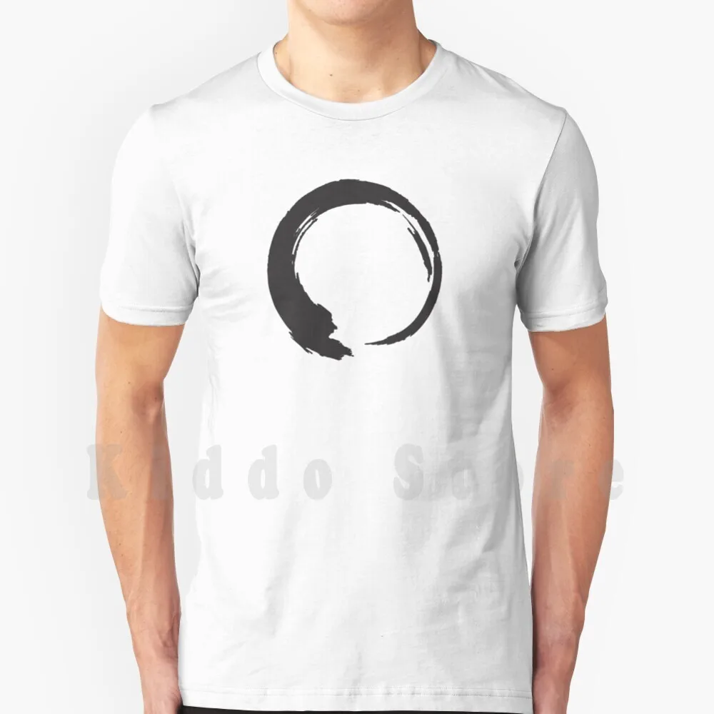 Enso T-shirt imprimé pour hommes, en coton, nouveau t-shirt cool, Enso, bouddhisme zen japonais, pinceau, pleine conscience, minimaliste, encre