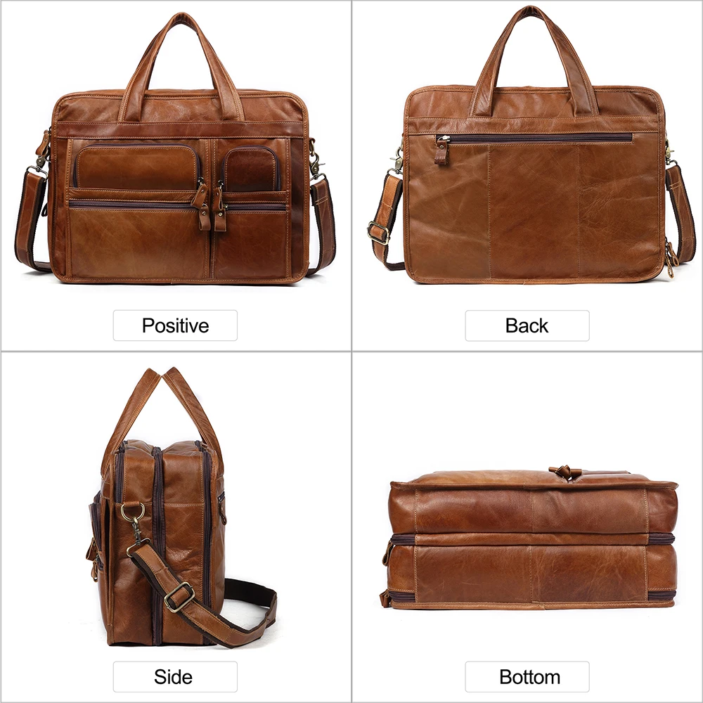 JOYIR Genuine Leather Men‘s’ Briefcase Laptop Casual Business Tote Bags Shoulder Crossbody Bag Men\'s Handbags Large Travel Bag