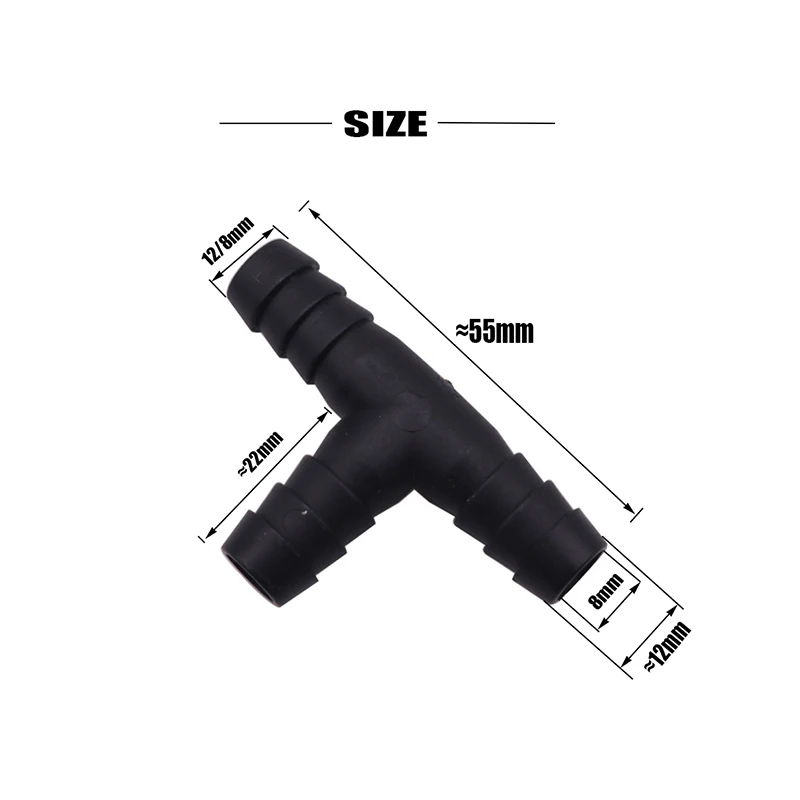 10 Pcs Tee Tube Length 55mm 12/8mm Diameter Poultry Livestock Drinking Water Installation Garden Water Connectors Watering Hose