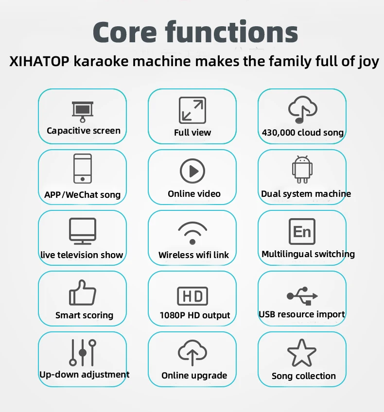 Máquina de karaoke 2022, reproductor de karaoke todo en uno con pantalla táctil de canciones de YouTube, actualizaciones de canciones en la nube, adecuado para fiestas familiares de bar