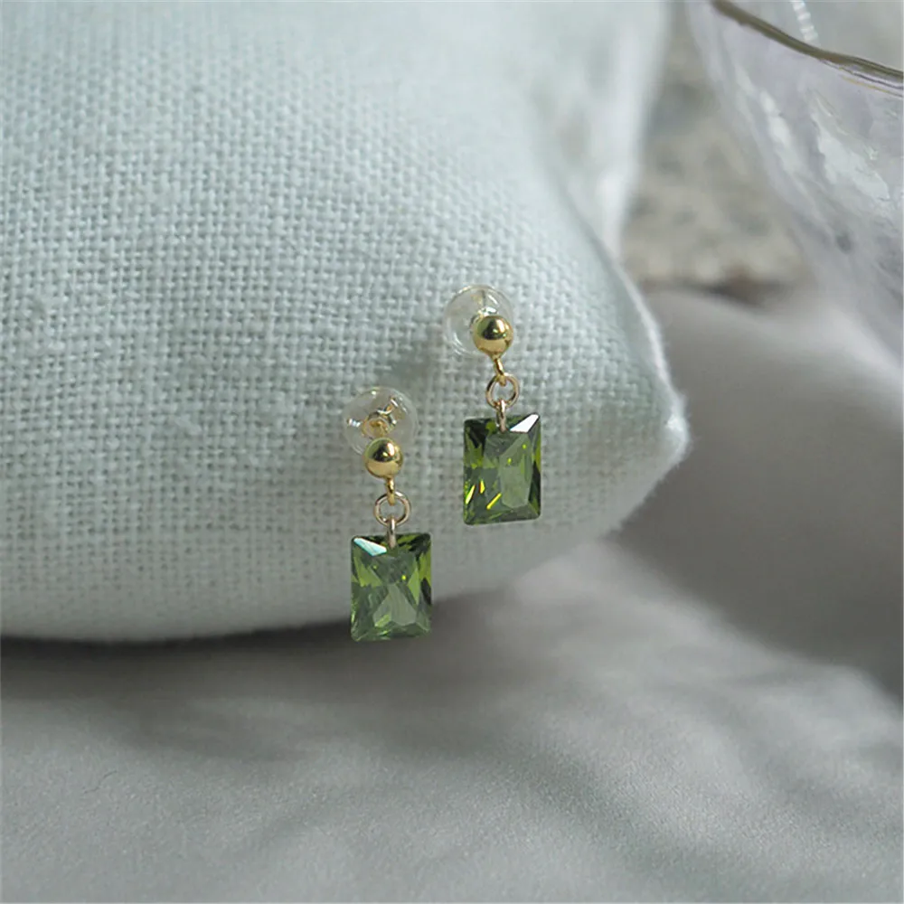 925 Sterling Silver Gold-plated Earrings Olive Green Zircon Gold Bean Studs Retro Simplicity Attracting Jewelry Banquet Occasion