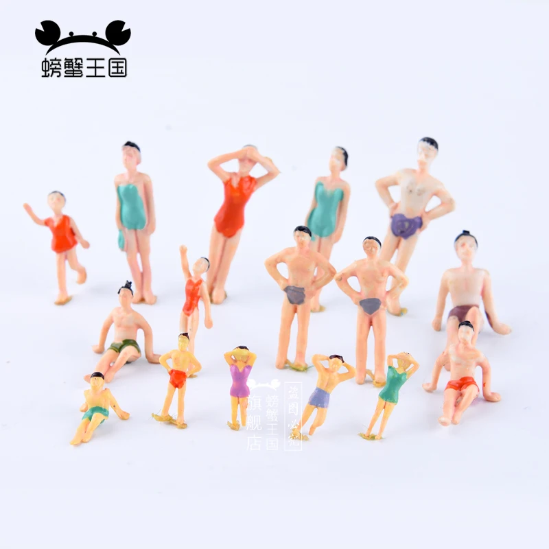 20pcs Painted Resin Figures 1/75 1/100 1/150 HO N Scale Miniature Figures Swimming People Pool Beach Landscape Plastic Craft Toy