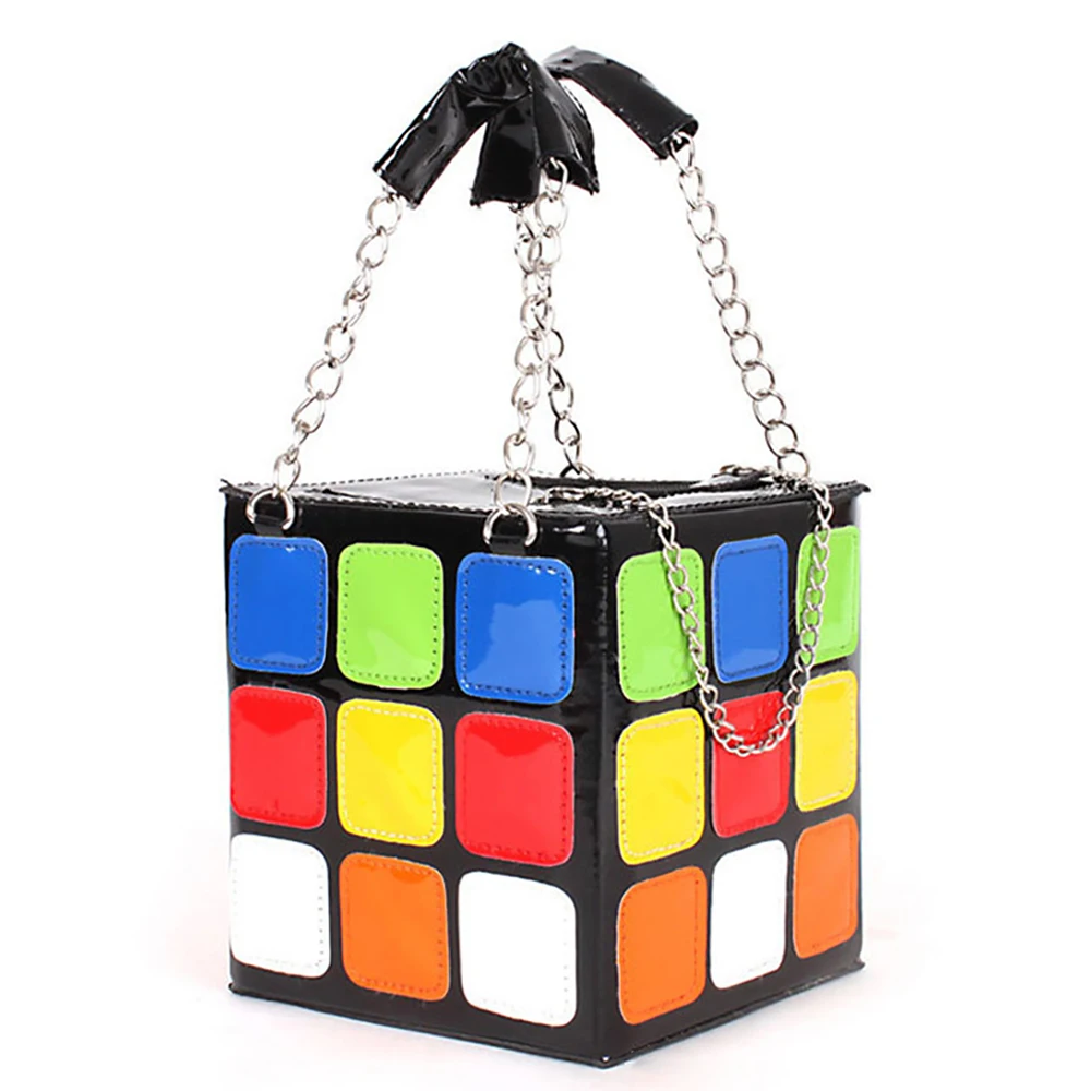 Fashion Casual Cube Shape Shoulder Handbags and Purse for Women 2021 Clutch Small Square Flaps Colorful Leather Crossbody Bags moyu cubing classroom speed fisher 3x3 cube 3x3x3 magic cube smooth speed puzzle educational boys toys strange shape puzzle