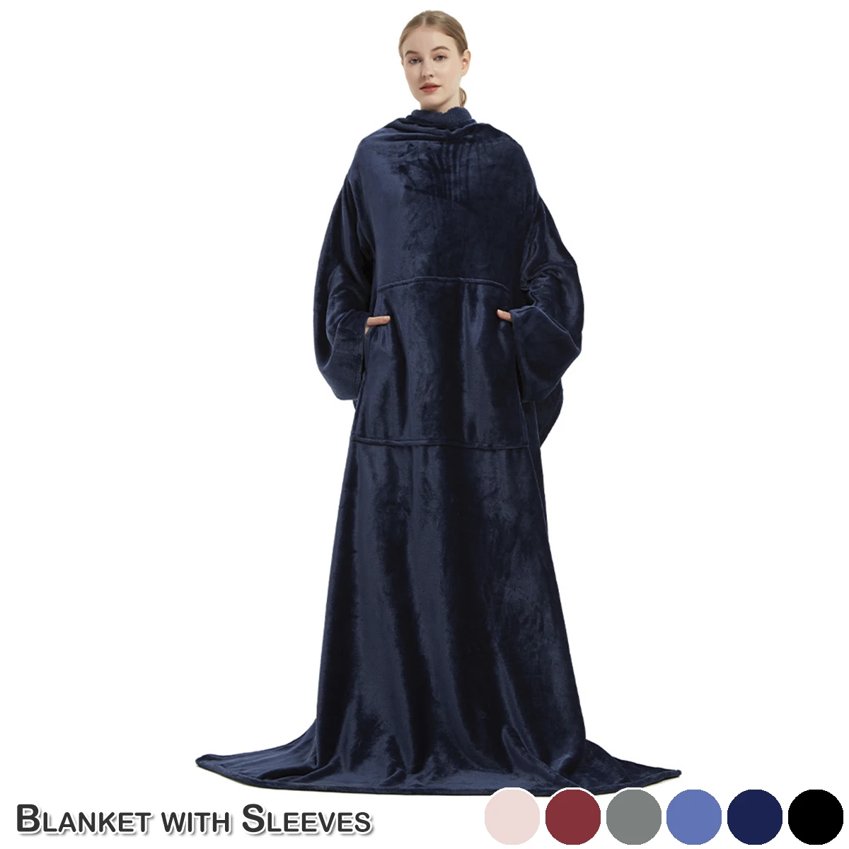 Wearable Blanket with Sleeves and Pocket Soft Warm Fleece Blanket Throw Blanket for Adult Wrap Cover Sofa Flannel Robe Blankets