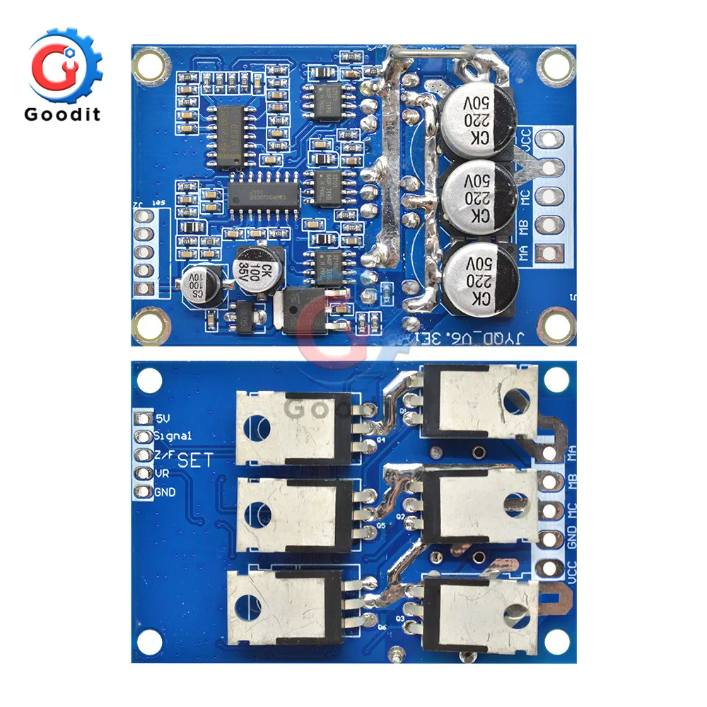 Controlador de Motor de CC sin escobillas, placa de Control de controlador de coche BLDC equilibrado automotriz, sin Hall, DC 12V-36V, 500W PWM