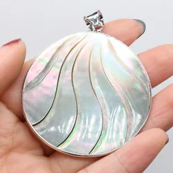 Natural Mother of Pearl Shell Pendant Big Round Sea Shell Charm Pendant for Jewelry Making Necklace Supplies