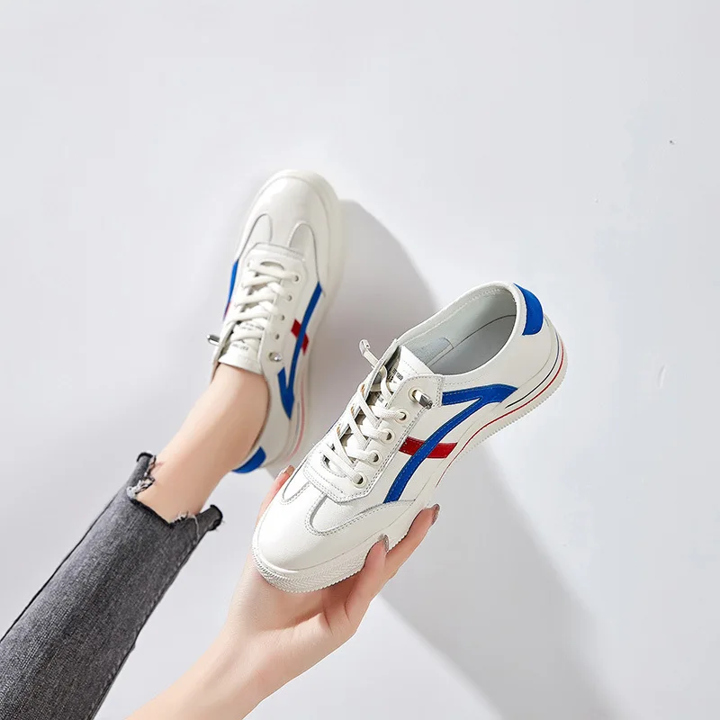 Genuine Leather White Shoes Women's Spring and Summer New Style Mesh Casual All-match Flat Bottom Shoes One Pedal Single Shoes