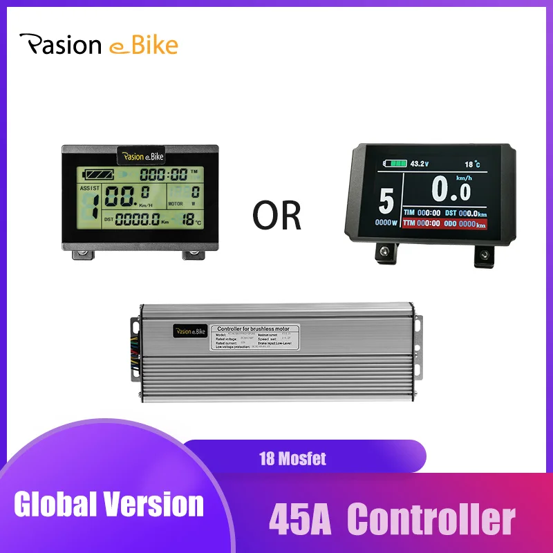 

PASION E BIKE Brushless Controller 45A 48V 18 MOSFET Controller & LCD Display 1500W 2000W DC Sine Wave Ebike Display Controller