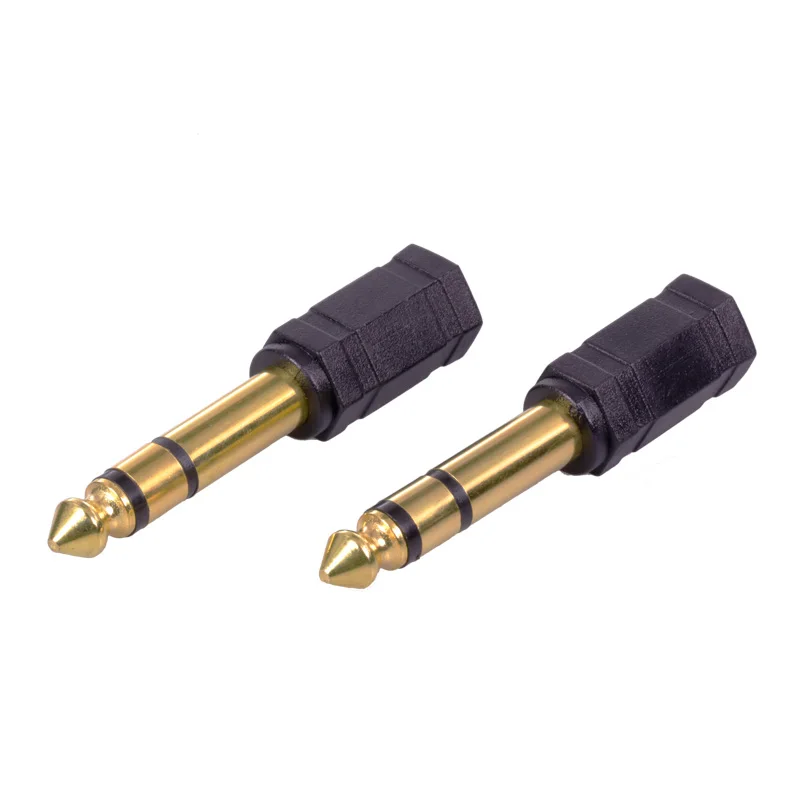 1pc Jack 3.5mm 6 Corners Jack 6.35mm 3Poles Stereo Male Plug to 3.5mm Stereo Female Adapter Audio Microphone Plug Gold Plated