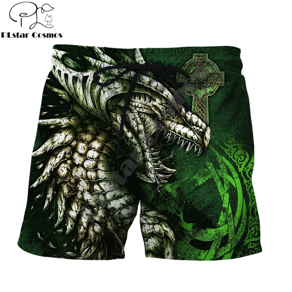 Cool Tattoo-pantalones cortos con estampado 3D de dragón para hombre, ropa de calle Unisex, de verano, holgados, informales, de poliéster, SDM02