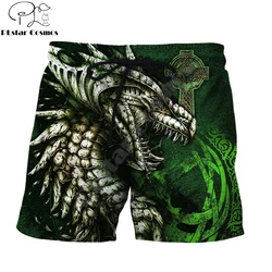 Legal tatuagem dragão 3d todo impresso calções masculinos unisex streetwear verão praia solta shorts calças casuais poliéster sdm02