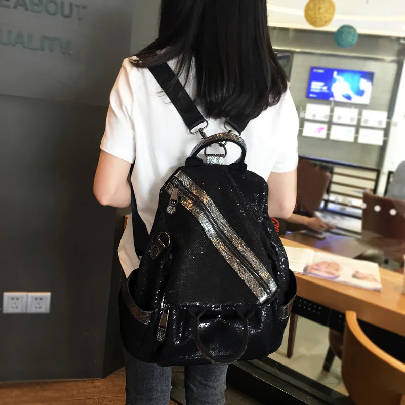 Trendy Brand 2024 Women Backpack Ita Large Capacity Sequins Bagpack Fashion Diamond Personalized Portable School Shoulder Bag