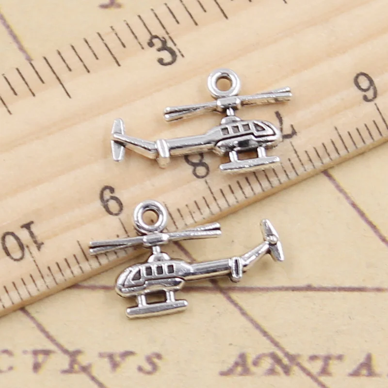 20pcs Charms Plane Airplane Helicopter 12x18mm Tibetan Silver Color Pendants Antique Jewelry Making DIY Handmade Craft