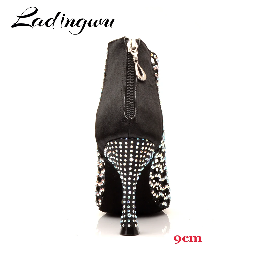 Ladingwu Latin dance shoes for girl women lady's Rhinestone ballroom professional Salsa tango party dancing shoes high heel