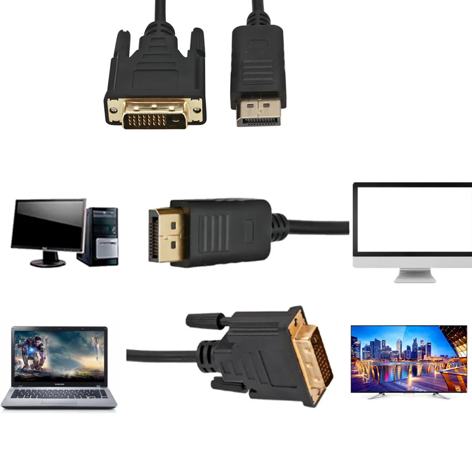 1.8M Professional DP to DVI Converter Cord Display Port Male to DVI-D 24+1Pin Male Monitor Display Adapter Cable