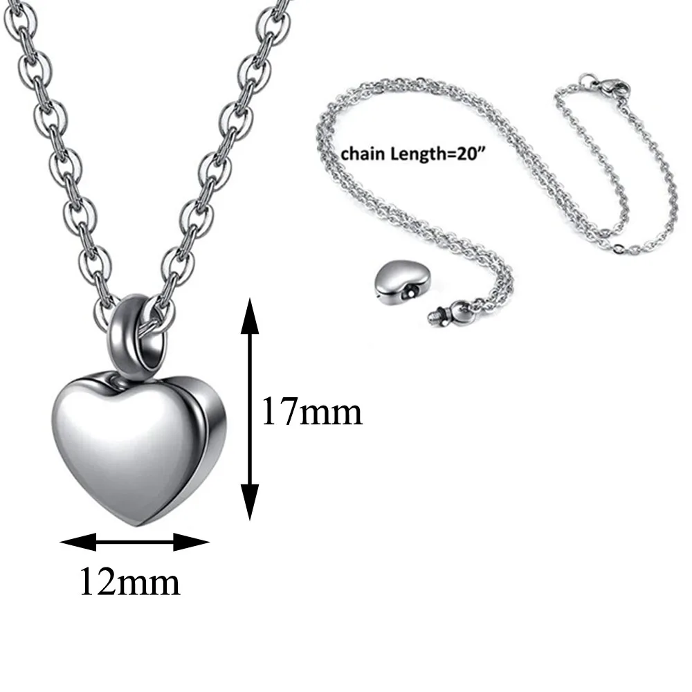 Stainless Steel Small Heart With Pets Paw Urn Necklace Charms for Memorial Ashes Jewelry Keepsake Pendant