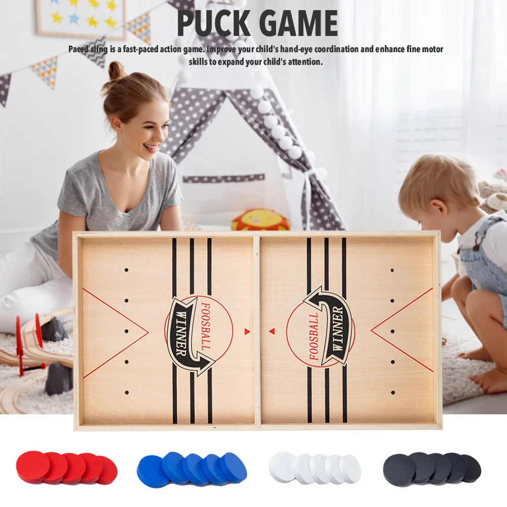 New Puck Game Fast Sling Wooden Durable Air Hockey Board Game Toy Parent-child Interactive Game Chess Prop