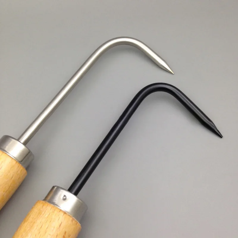 Gancho de raíz de una sola garra con mango de madera, Extractor de raíces, gancho de deshierbe para bonsái, gancho de deshierbe, herramienta de aflojamiento de jardinería