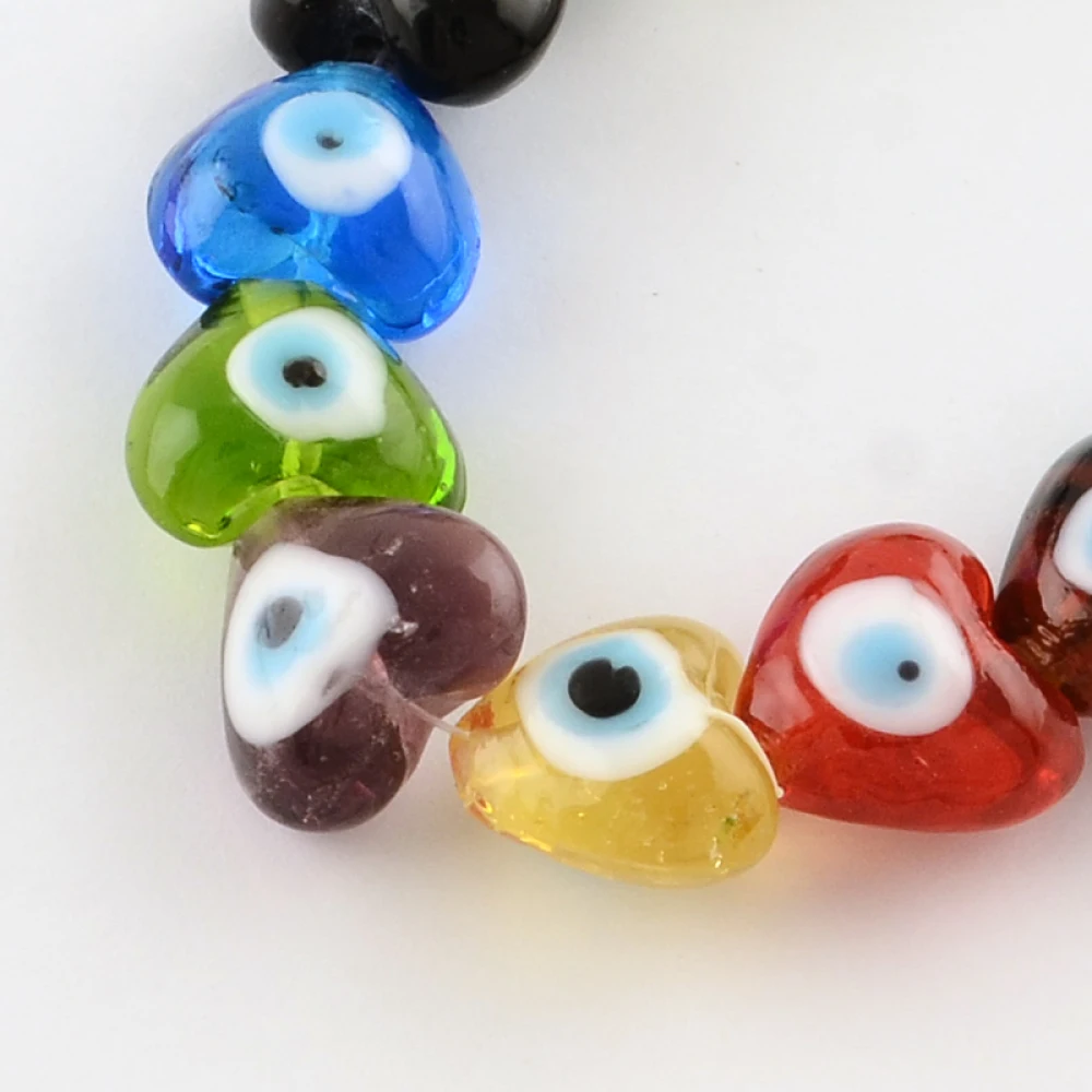 

5 Strand Mix Color Lampwork Heart With Eye Beads Strands for jewelry making DIYBracelet Necklace Accessories,about 24pcs/strand