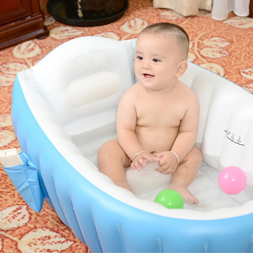 Portable Inflatable Baby Bathtub Foldable Baby Inflatable Bathtub Side Pocket Baby Bathtubs Shower Basin Baby Shower Bathtub