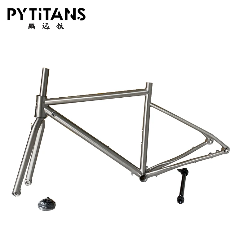 PYTITANS Brand Titanium Alloy Bike Frame with Tapered Head Tube Flat Mount  Disc Brake Intrnal  Cable with Customized Logo