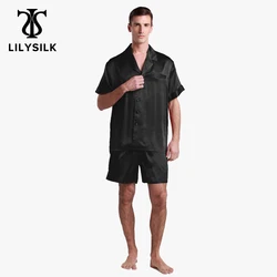 LILYSILK-Conjunto de pijama de seda 100 para hombre, ropa de dormir corta con bóxer 22 momme, de lujo, Natural, envío gratis