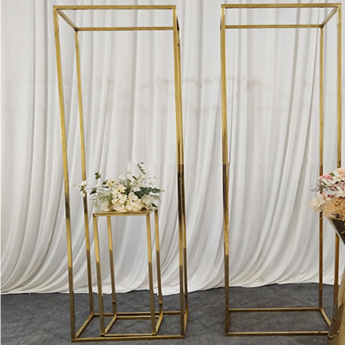 

2pcs/set)180cm tall)Luxury stainless steel panel gold backdrop frame arch for wedding events decoration AB1083