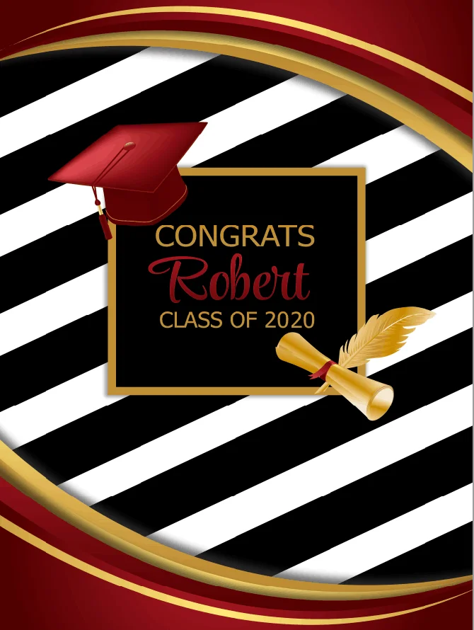 5x7FT Gold Red Black Personalized Congrats Class of 2020 Graduation Party Custom Photo Backdrop Backgrounds Vinyl 150cm X 220cm