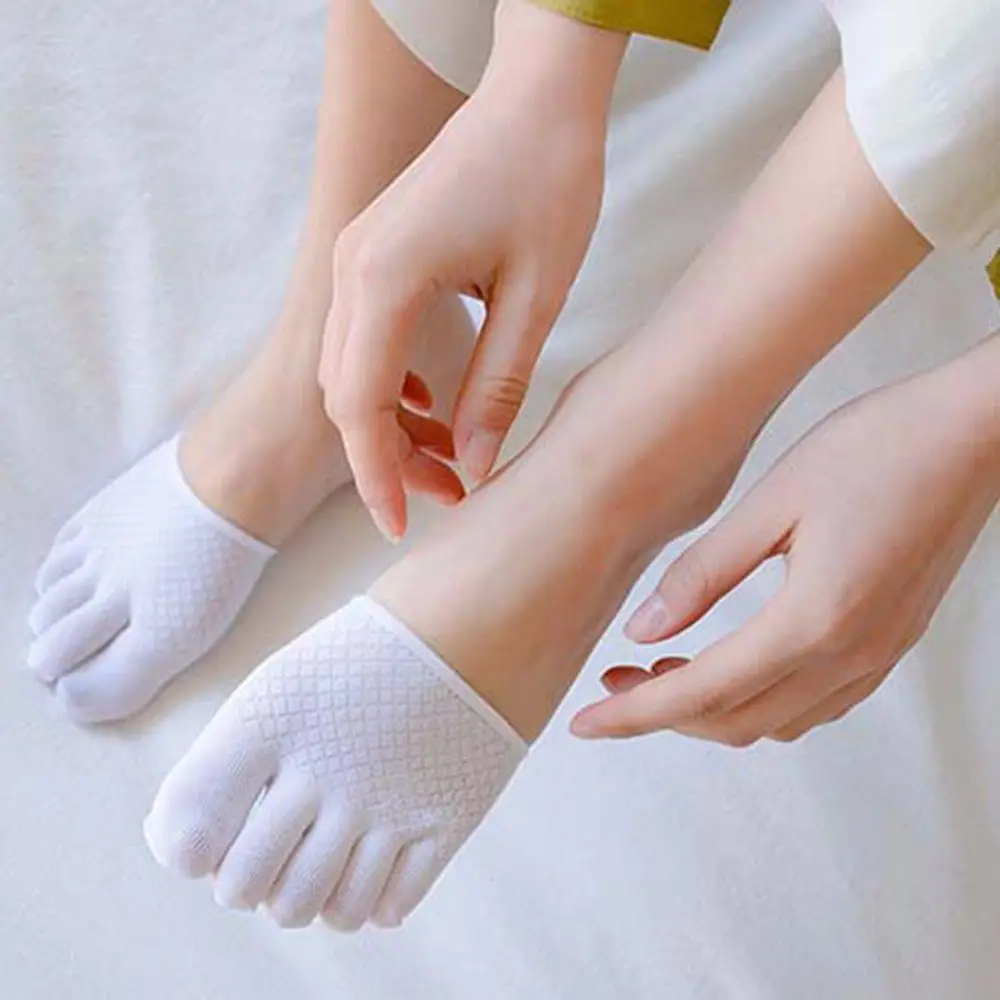 Cotton Half Palm Five Fingers Socks Ladies Invisible Summer Thin High Heel Front Foot Open Toe Socks Women Non Slip Shoes Liners