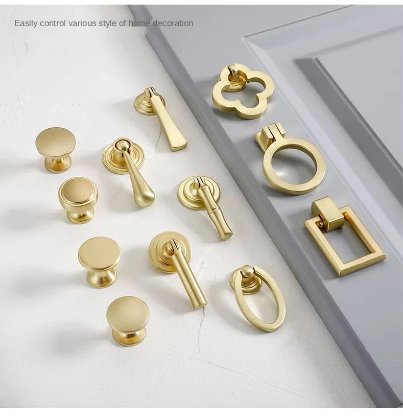 Handles Drawer Cabinet Furniture Kitchen Handles for Cabinet Knob Door Drawer Furniture Kitchen Golden Single hole Rings Knob