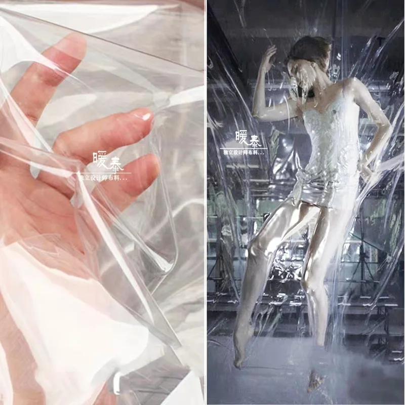 Transparent TPU Fabric PVC Waterproof DIY Raincoat Windbreaker Crystal Bag Decor Plastic Clothes Designer Fabric 0.4 and 0.5 mm