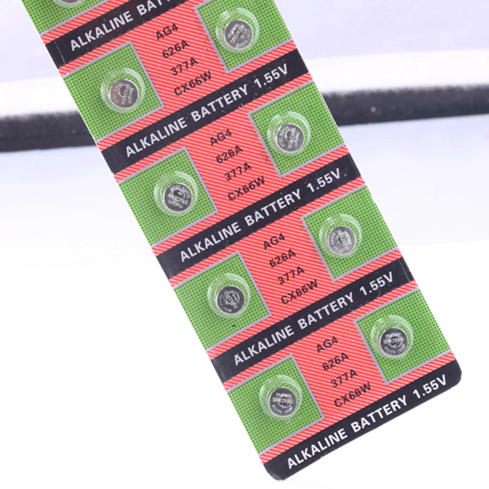 للبيع بالجملة AJQQ 200 قطعة 1.5 فولت AG4 377A 377 LR66 lr626 Sr626SW Sr66 زر بطارية كابل لساعة لعبة التحكم عن بعد