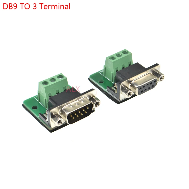 1PCS DB9 9PIN male female serial port connector to terminal adapter D-SUB COM RS232 TO RS485 converter BOARD terminal block