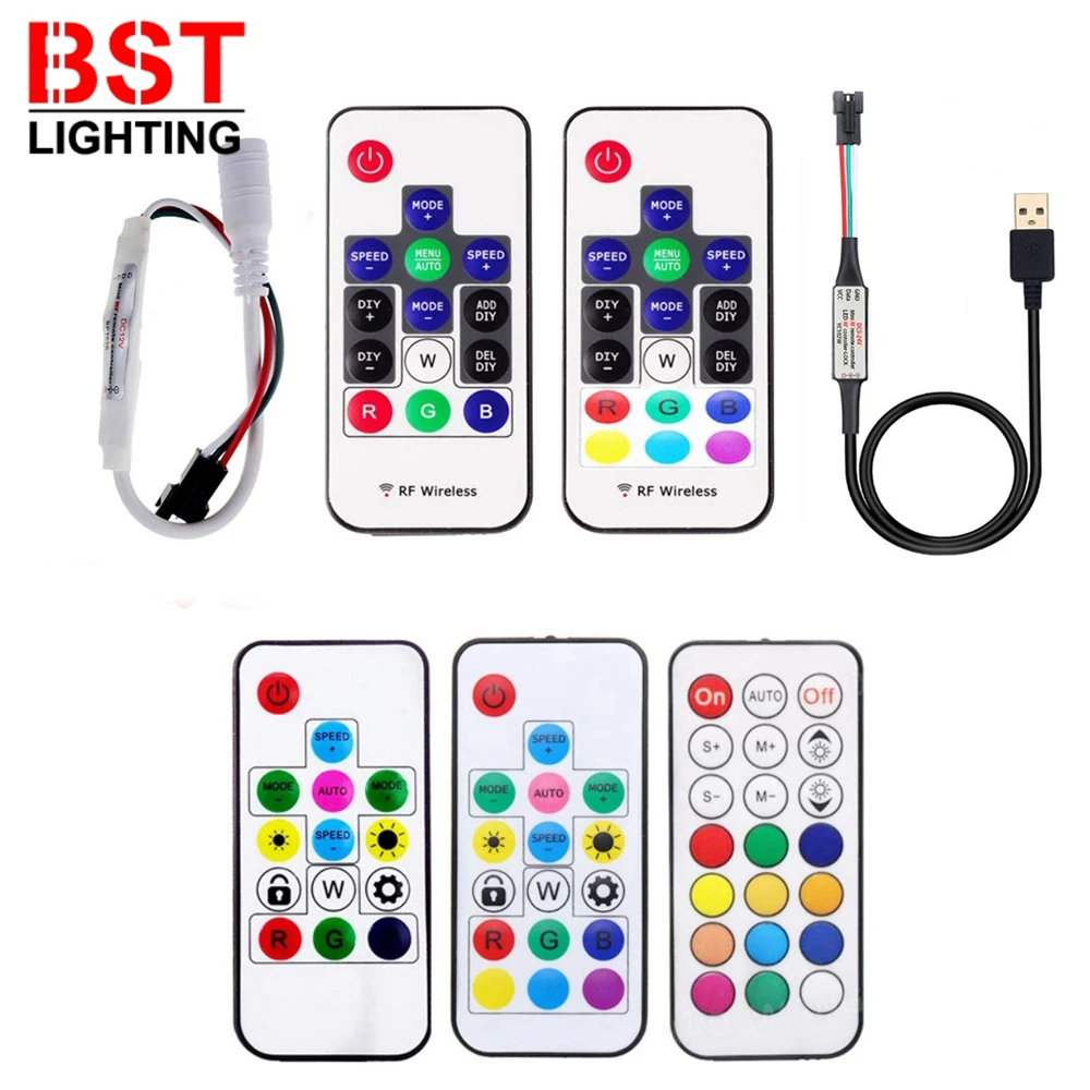 controlador de pixel led usb dc mini teclas rf 14 17 21 teclas com controle remoto dc524v ws2811 ws2812b sk6812 01