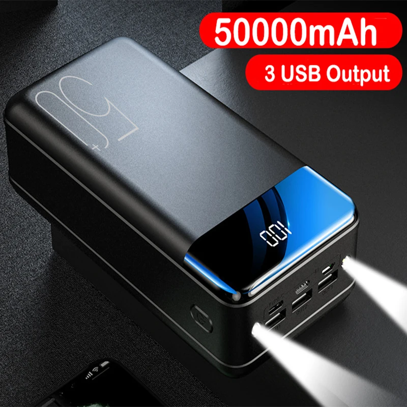 

High Capacity Power Bank 50000mAh Portable Charger External Battery Pack Powerbank 50000 mAh for iPhone 16 Samsung Huawei Xiaomi