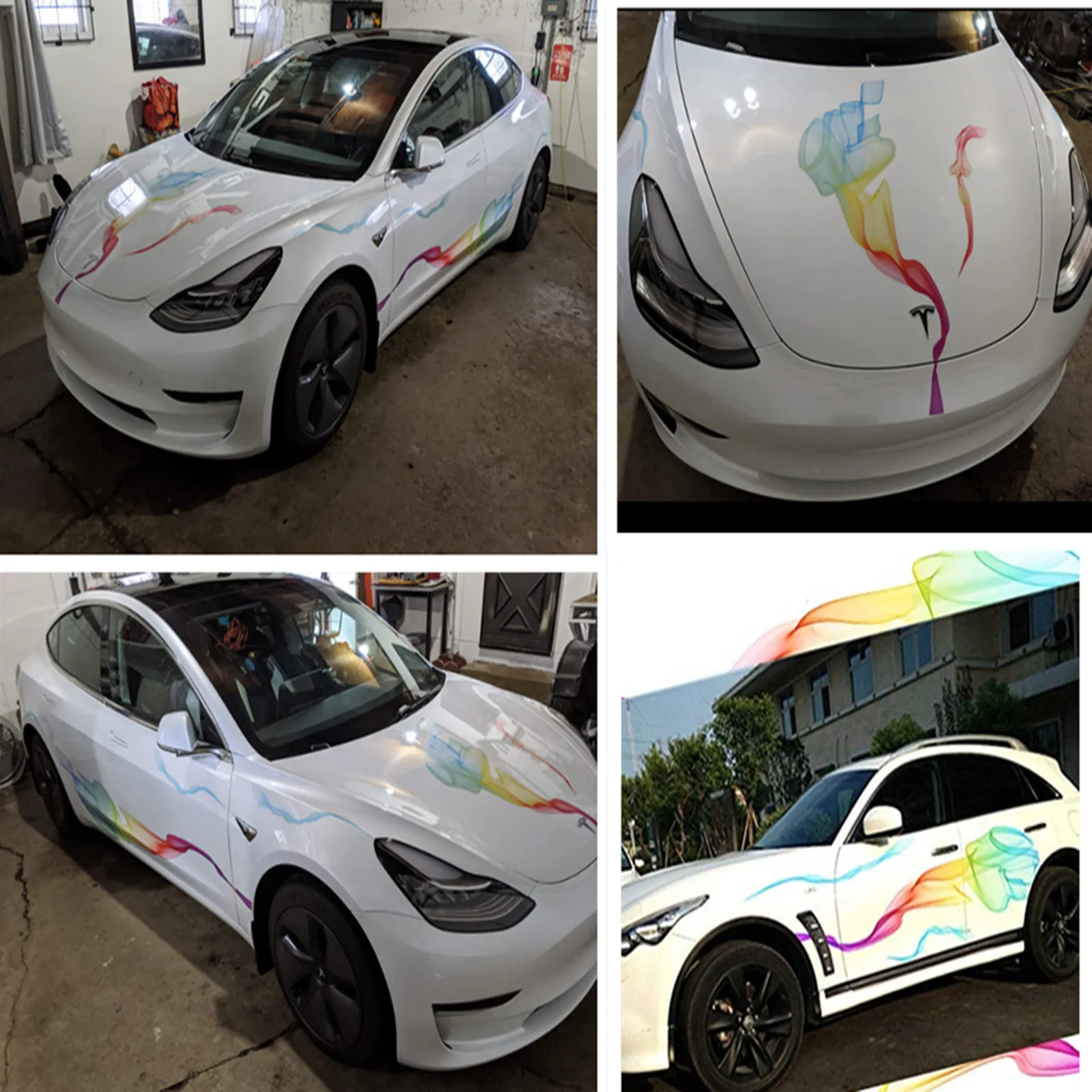 Car Auto Body Hood Sticker Coloured Smoke Self-Adhesive Creative Vinyl  Graphics Decals Stickers Waterproof Car Accessories