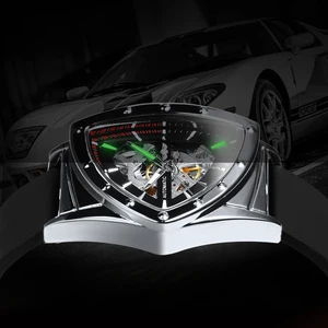 Vencedor esportes triângulo esqueleto automático relógio masculino ponteiros luminosos moda cinta de borracha luxo militar relógios mecânicos 10 principais vendas relogio winner skeleton - №7