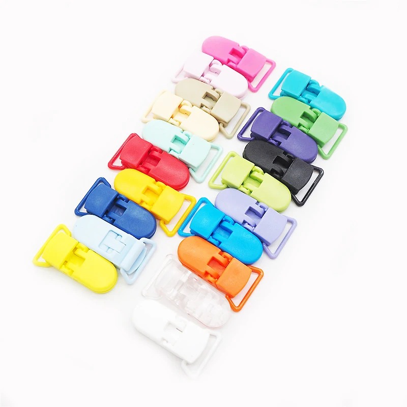 Chenkai 50PCS 20mm Plastic Baby Pacifier Clips Mix Colors Soother Holder Dummy Suspender Clips For Baby Feeding Accessories