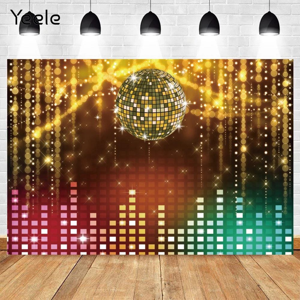 

Yeele 80s 90s Disco Music Party Dance Ball Glitter Photography Backdrops Vinyl Photographic Background Photophone Photozone Prop