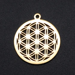 5pcs/lot Flower of Life DIY Charms Pendants Wholesale 316 Stainless Steel Yoga Lotus Connectors Om Hand Jewelry Pendant