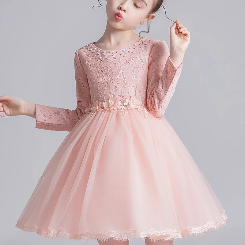 

Kids Dresses For Girls 3-14 Wedding Party Frock Flower Beads Gown Princess Girls Dress Children's Embroidery Tutu Dress cx2823