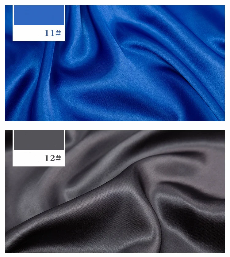 Imitierter Seidensatin-Stoff auf dem Hof, Futterstoffmaterial zum Nähen von Kleidern, Vorhängen, einfarbig, Schwarz, Weiß, Blau, Gold, Grün – Detail 11