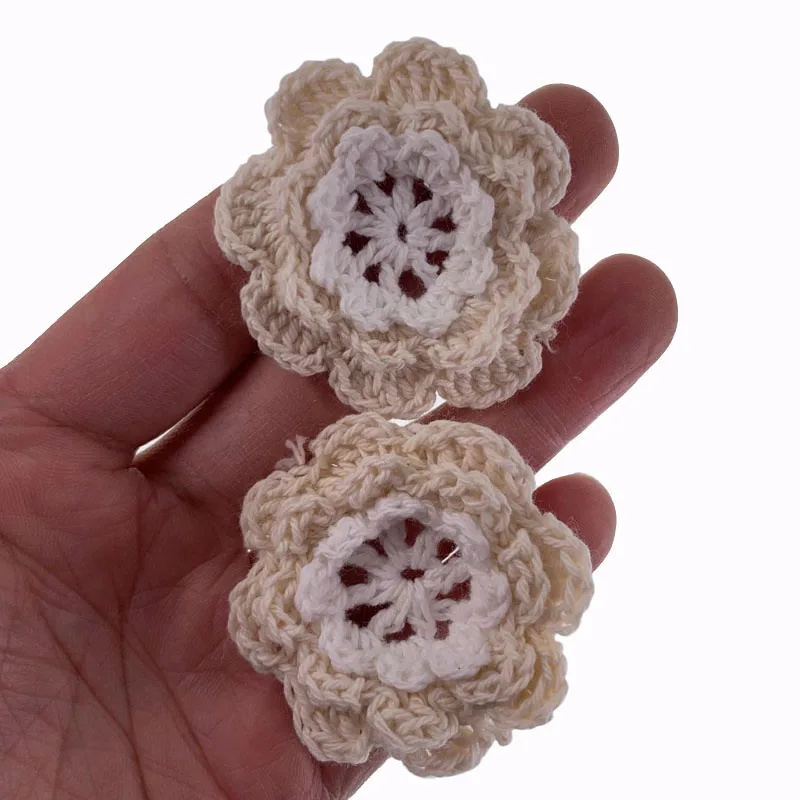 5 sztuk Handmade bawełna Knitting Crochet kwiaty na ubrania aplikacja DIY Craft Scrapbooking odzież akcesoria 5.0cm