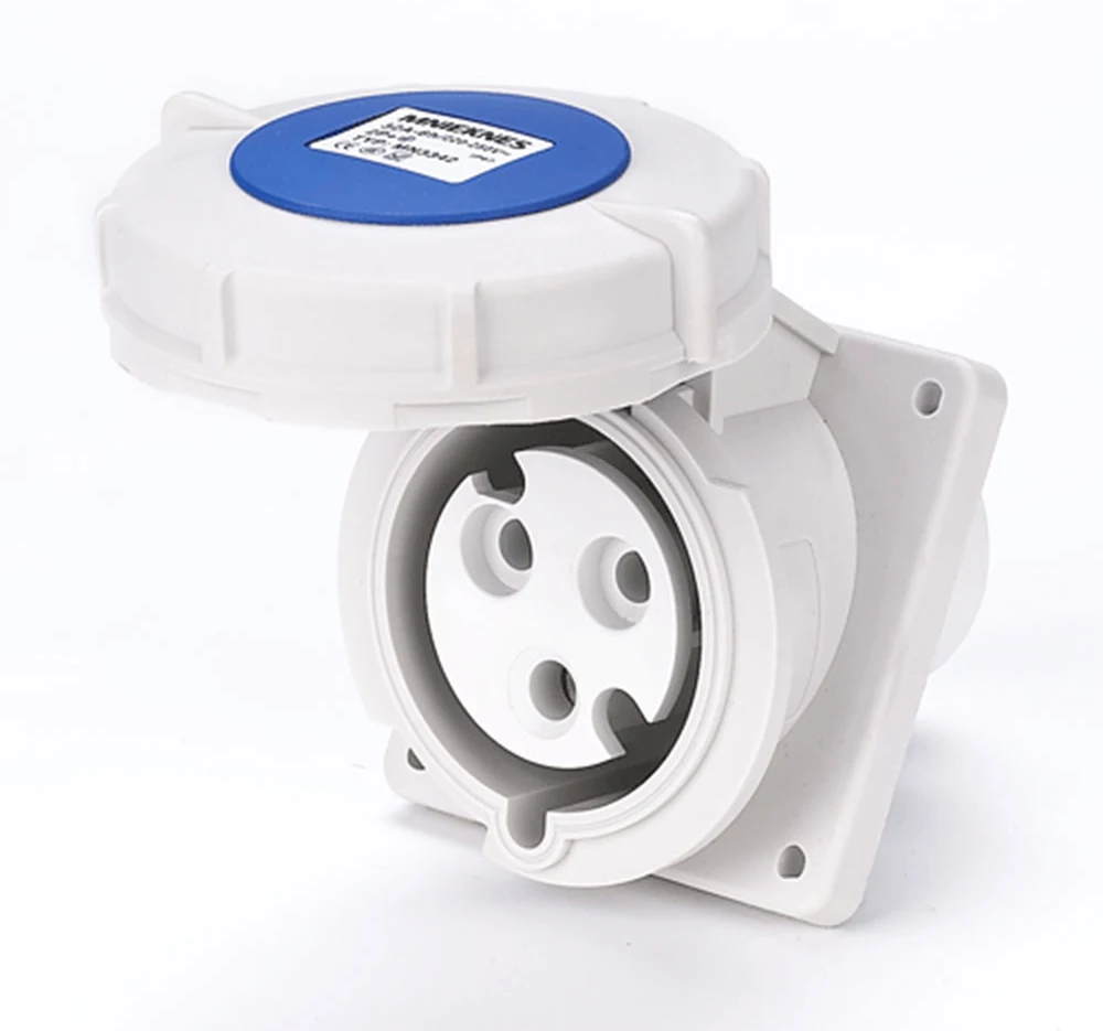 Industrial Socket Angle 45° 16A 32A 63A 3 pin 4 pin 5 pin ip67 Panel Mounted Socket Waterproof 220V 380V 415V