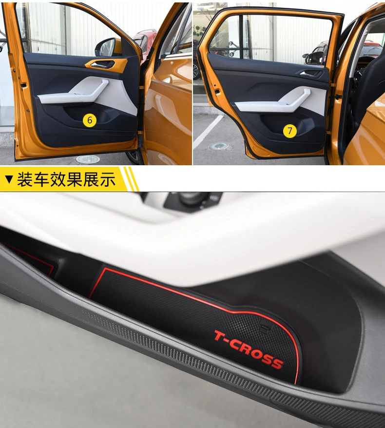 13pcs Car Styling Interior Non-Slip Mat Door Groove Pad Cushion Rubber Mat Fit For Volkswagen T-Cross 2018 2019
