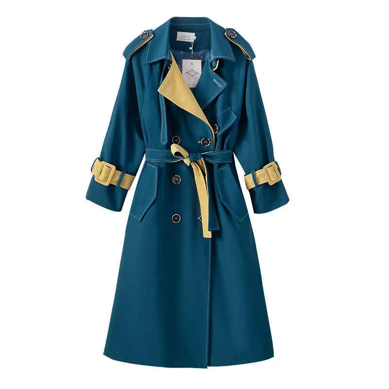 

2023 New Spring Autumn Fashion Long Trench Coats For Women Clothing Casual Double breasted Windbreaker Outerwear With Belt b673