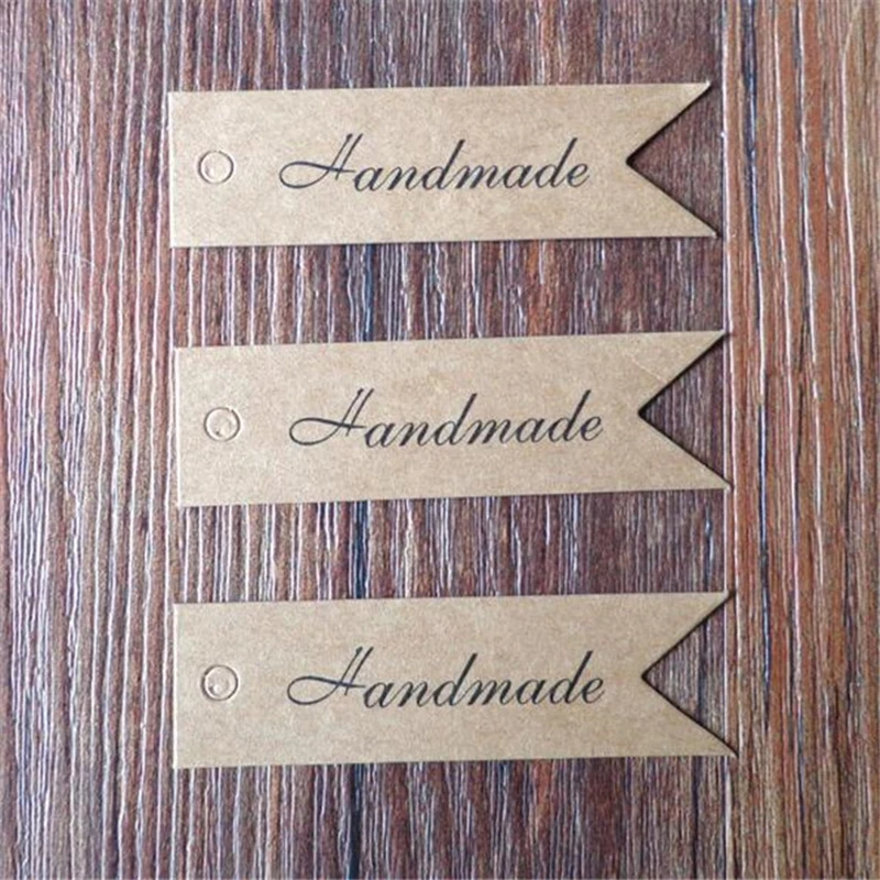 100Pcs/Lot Handmade/Thank you Kraft Paper Retro Label Tag Bookmarklet Gift Wrapping Card Wedding Party Gift And Candy Tag