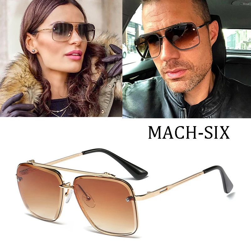 

Luxury brand design Fashion Classic Mach Six Style Gradient lens Sunglasses Men Vintage Brand Design Sun Glasses Oculos De Sol