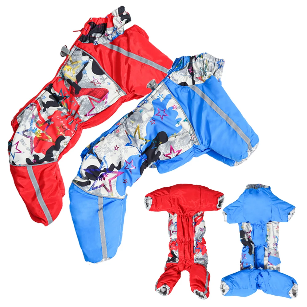 Overalls for Dogs Winter Dog Clothes Reflective Soft Fleece Padded Small Dog Coat Outfit Chihuahua Yorkie Full-Covered Stomach